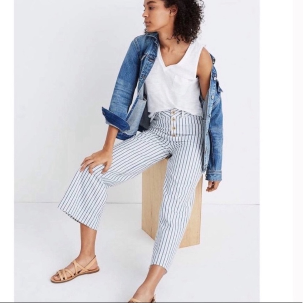 Madewell Emmett wide leg striped crop pants